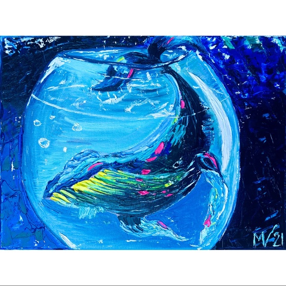 Other - Humpback Whale Painting Impasto Oil ORIGINAL Canva
